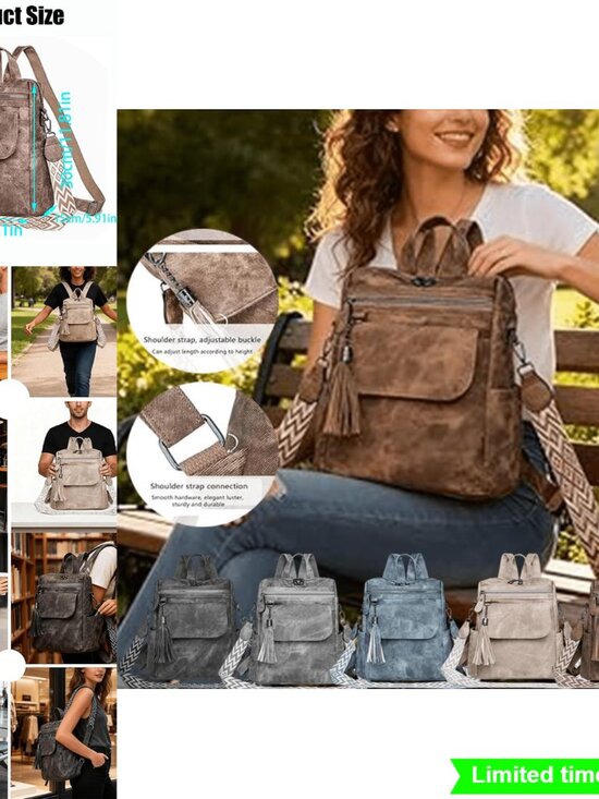 Retro Style Large Capacity Multi-Pocket Backpack for Women Versatile Crossbody main image 4